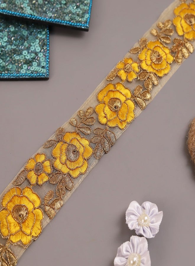 DaSync Yellow lace Border Materials zari Embroidered Embroidery Golden Sari Saree Blouse Dress Gown Decoration 9 metre - Image 3